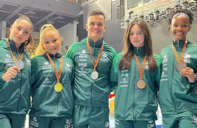 Ginastas brasileiros encerram competicao na hungria com cinco podios