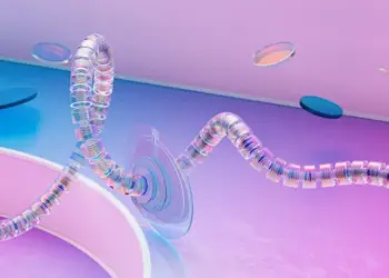 Abstract 3D render showcasing a futuristic neural network and AI concept.