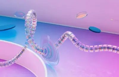 Abstract 3D render showcasing a futuristic neural network and AI concept.