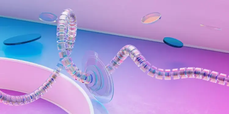 Abstract 3D render showcasing a futuristic neural network and AI concept.