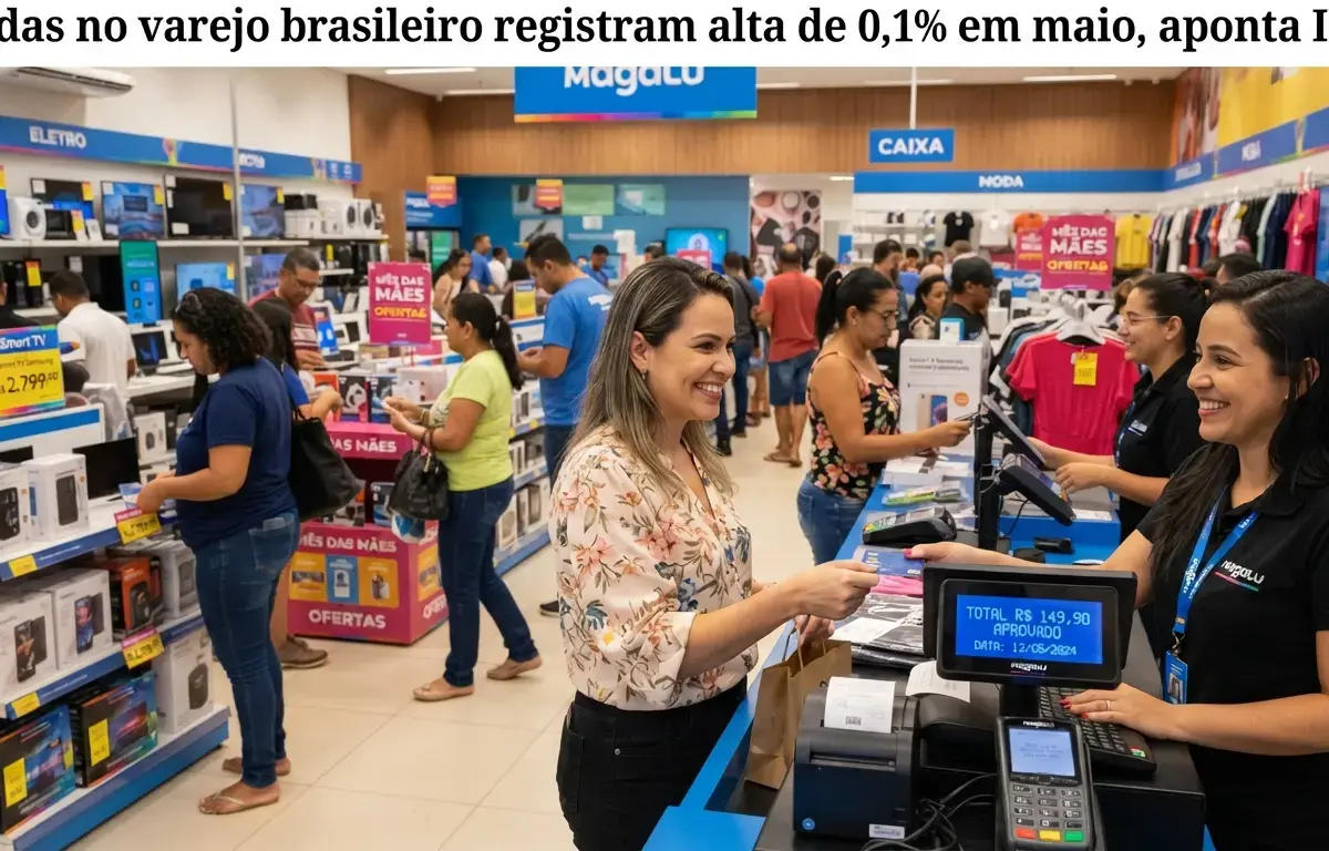 Vendas no varejo brasileiro registram alta de 0,1% em maio, aponta IBGE