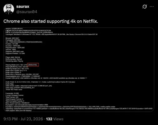 Netflix libera streaming em 4K no Google Chrome para Windows